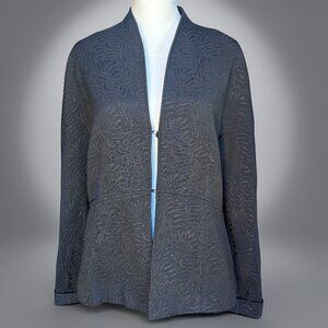 Rena Rowan Black Textured Open-Front Blazer Jacket Lined Minimalist Chic (Sz 10)